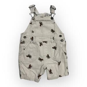 Greendog Boys size 6/9 months Shortalls Overalls Cream Monkey Print